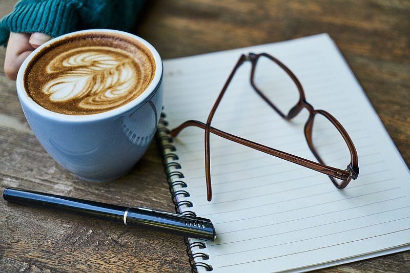 Coffee notebook and eyewear