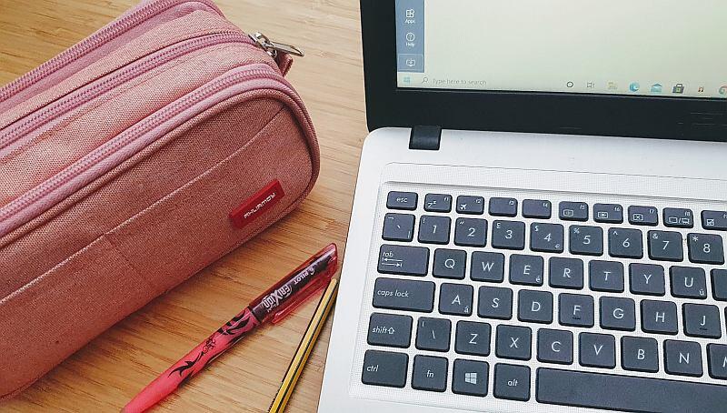 laptop and pencil case